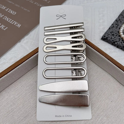 Lot de 8 Barrettes Cheveux Métal Argentées – Style Coréen & Géométrique FelizShop