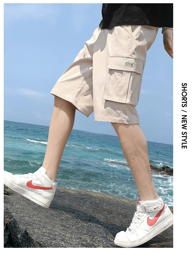 Cargo shorts men's summer loose-fitting five-point pants multi-pocket functional sports pants 🚚 Livraison rapide en 8 à 12 jours ouvrés depuis la France FelizShop