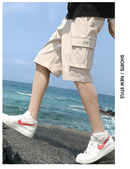Cargo shorts men's summer loose-fitting five-point pants multi-pocket functional sports pants 🚚 Livraison rapide en 8 à 12 jours ouvrés depuis la France FelizShop