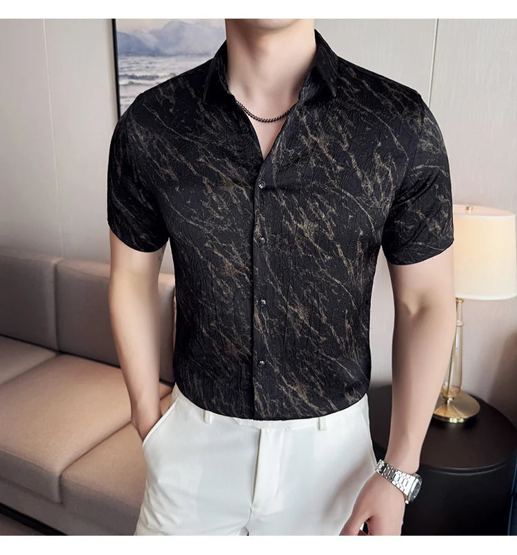 Chemise Slim Fit Homme Été – Jacquard Texturé & Design Élégant | Jusqu’au 4XL 🚚Livraison rapide gratuite et sécurisée FelizShop