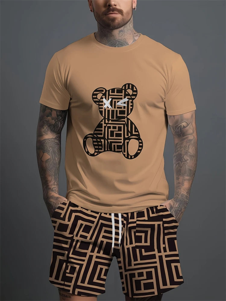 Ensemble Été 2025 Homme – T-Shirt + Short Imprimé Ours – Style Streetwear & Respirant🚚 Livraison rapide en 8 à 12 jours ouvrés depuis la France FelizShop