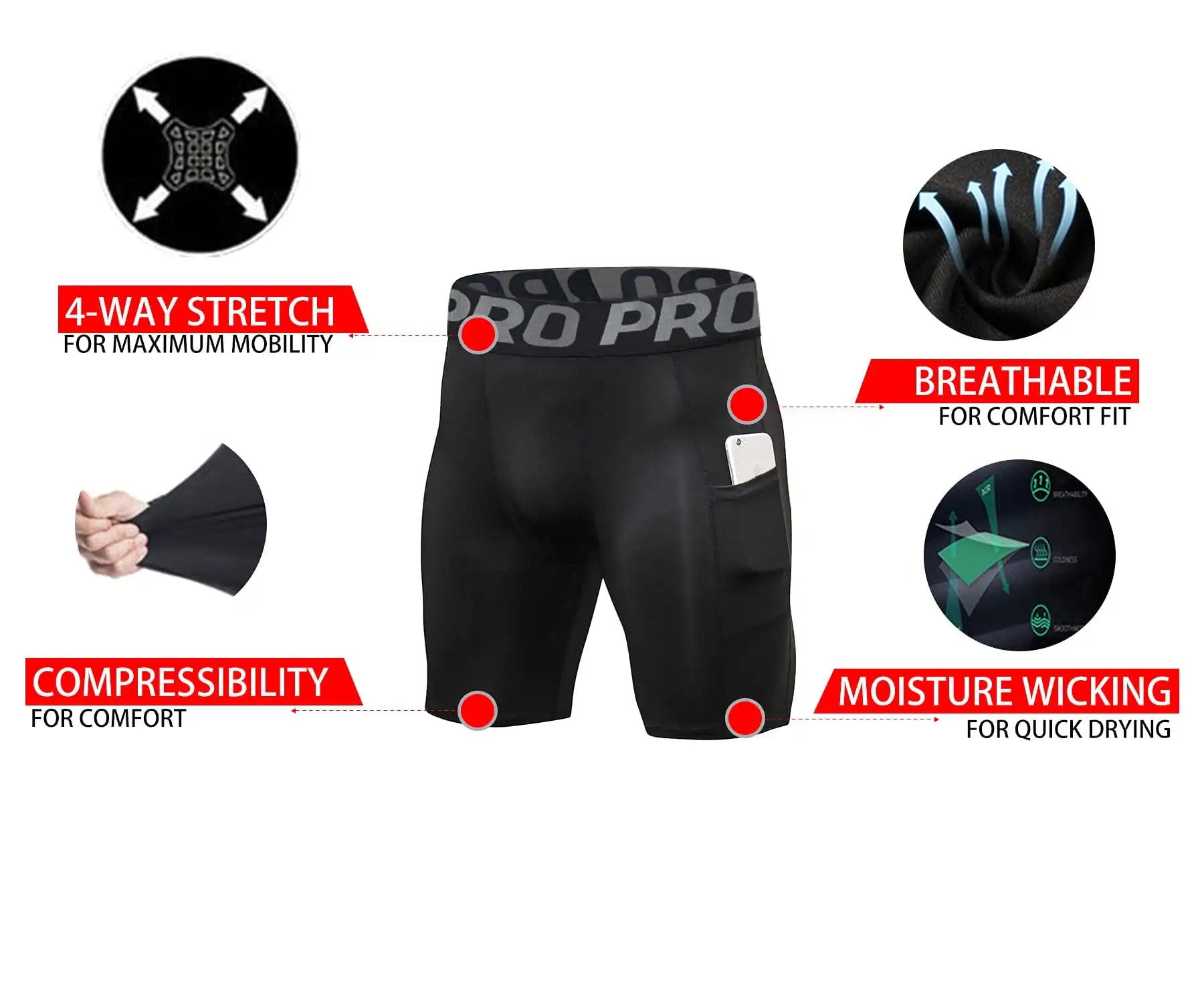 Shorts de Compression Homme – Avec Poche | Spandex & Performance
Tailles : S à XXL
Matière : spandex extensible, léger et respirant
Coupe : ajustée, maintien musculaire optimal
Utilisation : course, sport, entraînemen FelizShop
