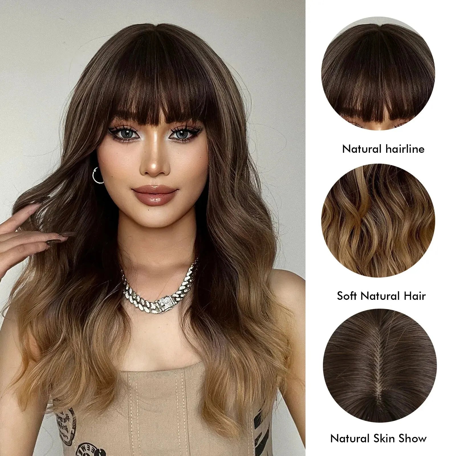 Perruque Synthétique Mi-Longue Ondulée – Ombré Noir/Blond avec Frange | Style Féminin Chic pour Usage Quotidien
🚚Livraison gratuite rapide et sécurisé FR FelizShop
