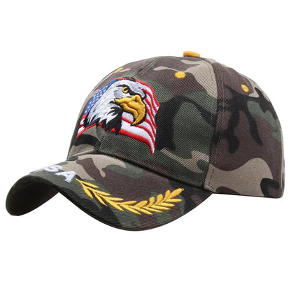 Casquette unisexe brodée aigle chauve & drapeau USA — Casquette baseball été outdoor — Anti-UV, protection solaire — Style hip-hop et sports🚚 Livraison rapide FelizShop