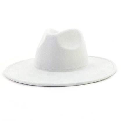 9.5 CM Big Brim Jazz Fedora Hats Men Suede Fabric Heart Top Felt Cap Women Luxury Designer Brand Party Green Fascinator Hats FelizShop