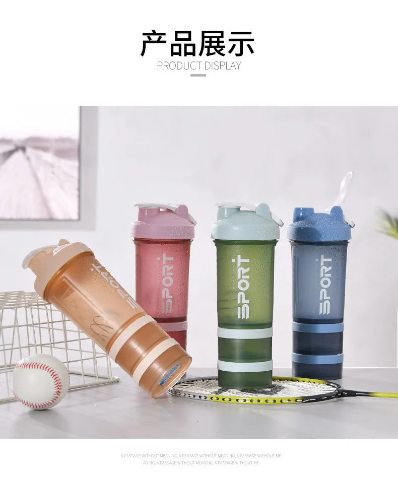 Gourde de sport 500 ml à 3 compartiments — Shaker à protéines, bouteille portable pour extérieur et voyage, anti-fuite, plastique sans BPA
🚚 Livraison rapide en 8 à 12 jours ouvrés depuis la France FelizShop