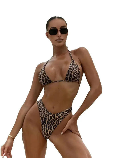 Bikini femme dos nu – Imprimé léopard ou cerise, maillot de bain brésilien taille mi-haute, parfait pour l’été, la plage ou les vacances. Nouveauté 2025.🚚Livraison gratuite rapide et sécurisé FR FelizShop