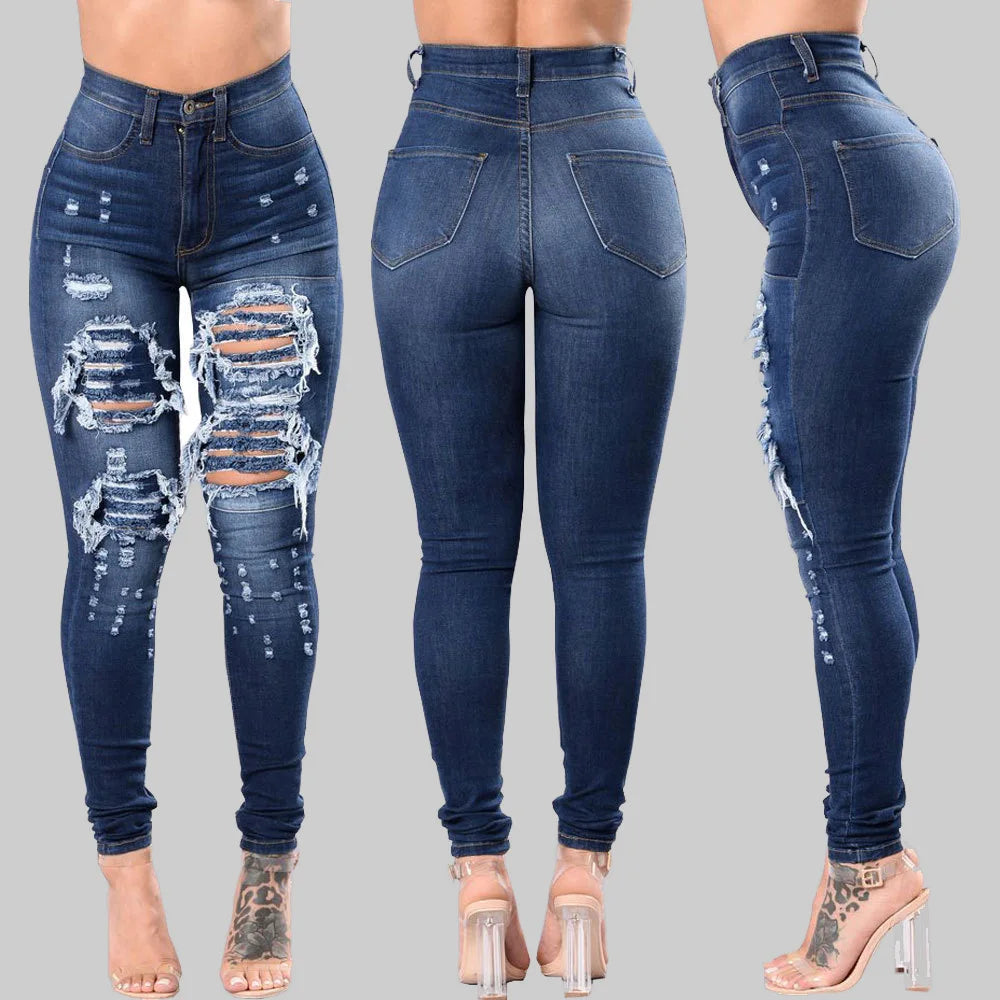 Jean Femme  – Taille Haute  Déchiré Skinny FelizShop
