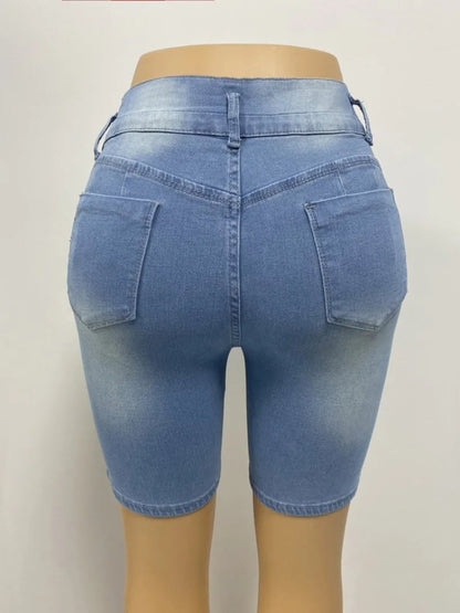 Short en Jean Femme – Taille Haute, Effet Push-Up, Tissu Élastique, Coupe Slim Déchirée, Look Mode & Féminin🚚 Livraison rapide en 8 à 12 jours ouvrés depuis la France FelizShop