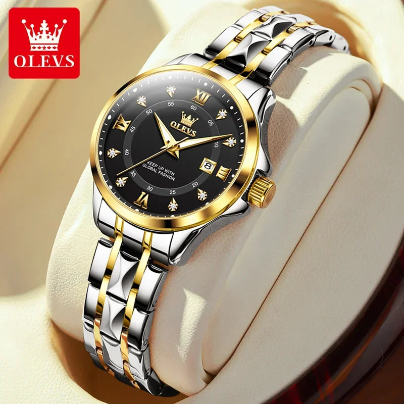 Montres Couple OLEVS 2906 – Montre Homme & Femme Quartz Luxe Étanche Acier FelizShop