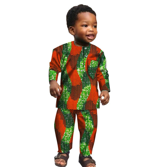Ensemble Africain Garçon 2 Pièces – Chemise & Pantalon FelizShop