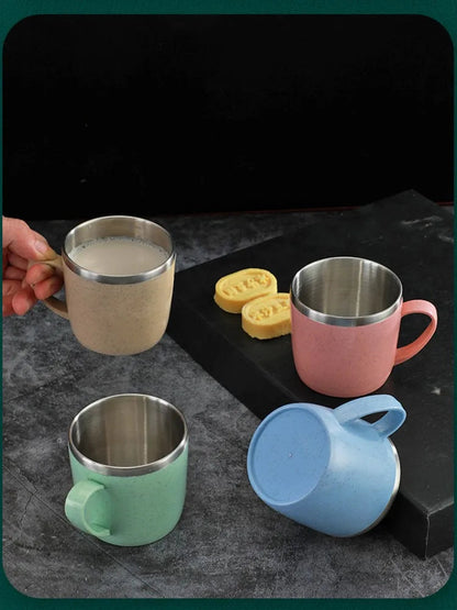 Tasse Inox Double Paroi – Anse Plastique Anti-Chaleur FelizShop