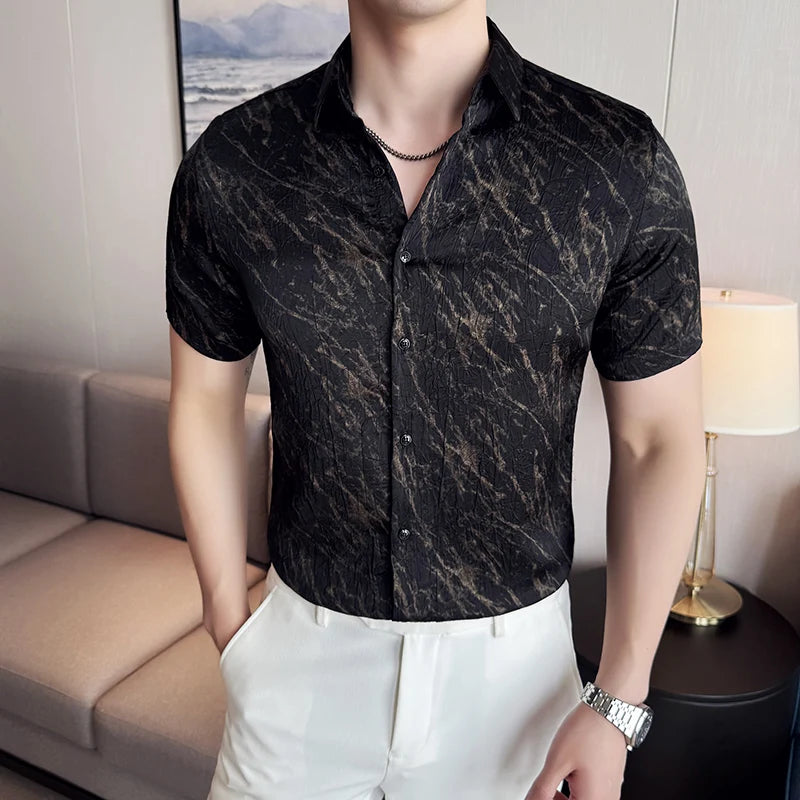 Chemise Slim Fit Homme Été – Jacquard Texturé & Design Élégant | Jusqu’au 4XL 🚚Livraison rapide gratuite et sécurisée FelizShop