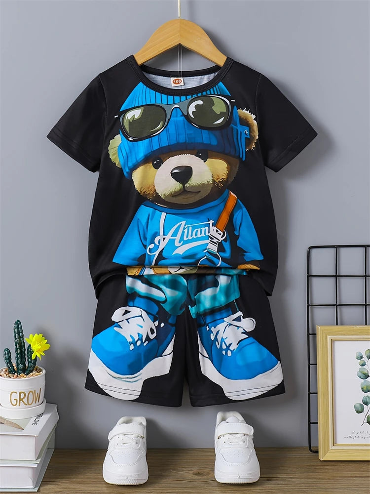 Ensemble Été 2025 Homme – T-Shirt + Short Imprimé Ours – Style Streetwear & Respirant🚚 Livraison rapide en 8 à 12 jours ouvrés depuis la France FelizShop