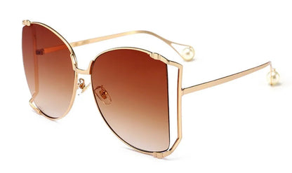 45476 Metal Square Gradient Sunglasses Men Women Pearl Decoration Brand Glasses Designer Fashion Male Female Shades 🚚 Livraison rapide en 8 à 12 jours ouvrés depuis la France FelizShop