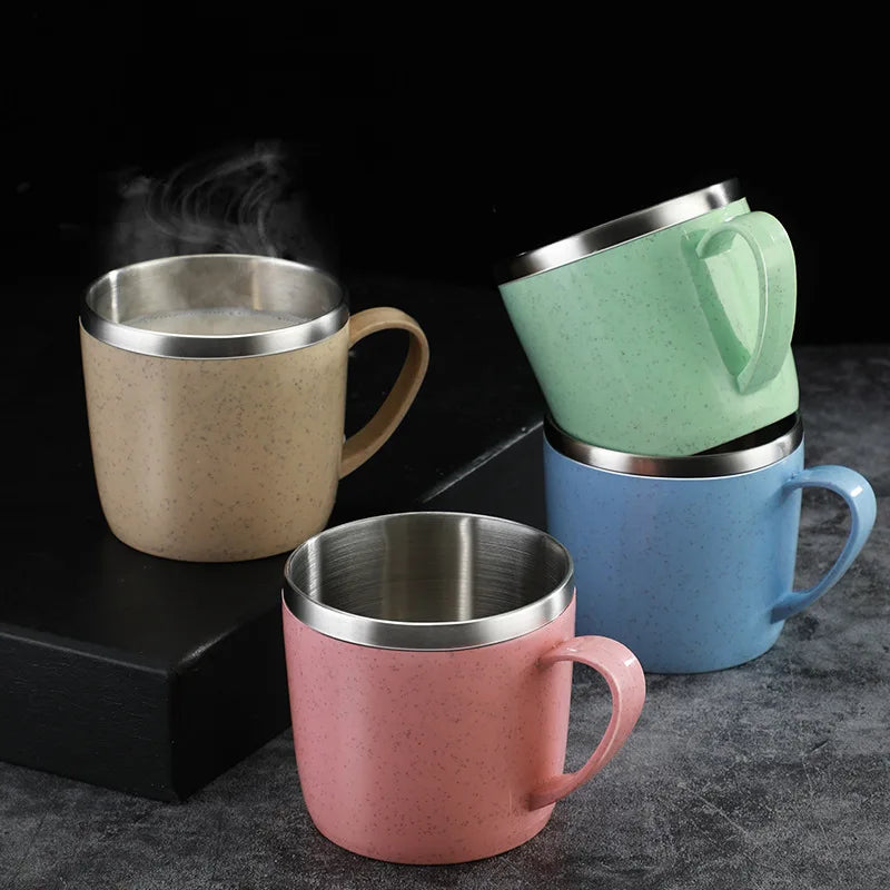 Tasse Inox Double Paroi – Anse Plastique Anti-Chaleur FelizShop