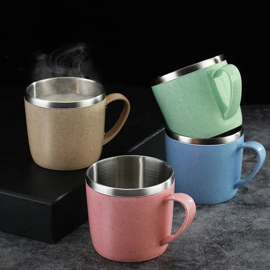 Tasse Inox Double Paroi – Anse Plastique Anti-Chaleur FelizShop