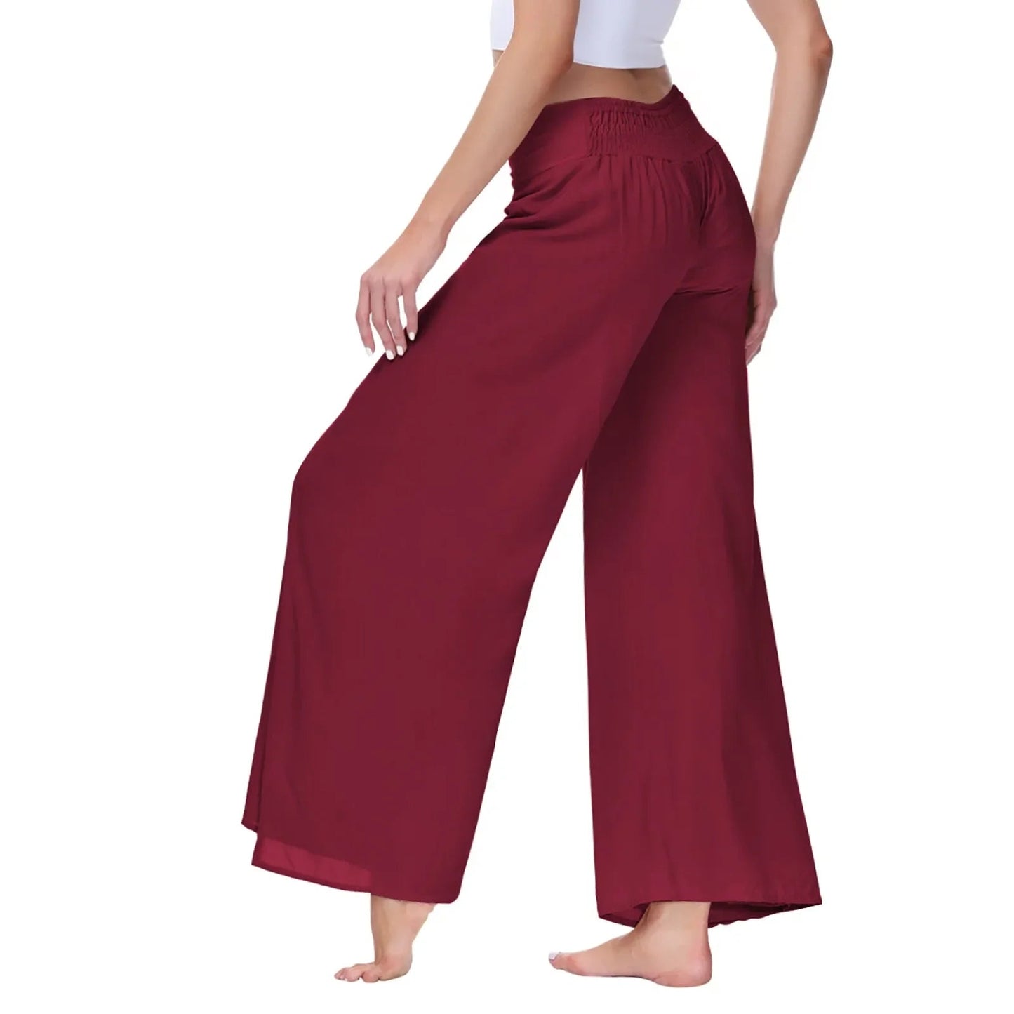 Pantalon Palazzo Femme Taille Haute – Plissé & Évasé | Style Plage
Tailles : S à XL
Matière : tissu léger, fluide et élastique
Coupe : taille haute, jambes larges évasées avec fentes latérales
Style : pantalon amp FelizShop