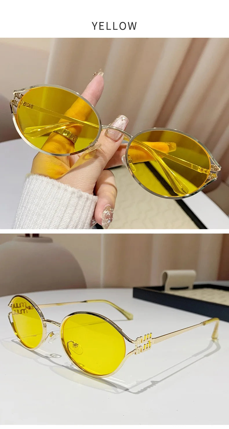 vintage small oval alloy sunglasses women new fashion brand elegant sexy sun glasses ladies trendy driving gradient shades uv400 🚚 Livraison rapide en 8 à 12 jours ouvrés depuis la France FelizShop
