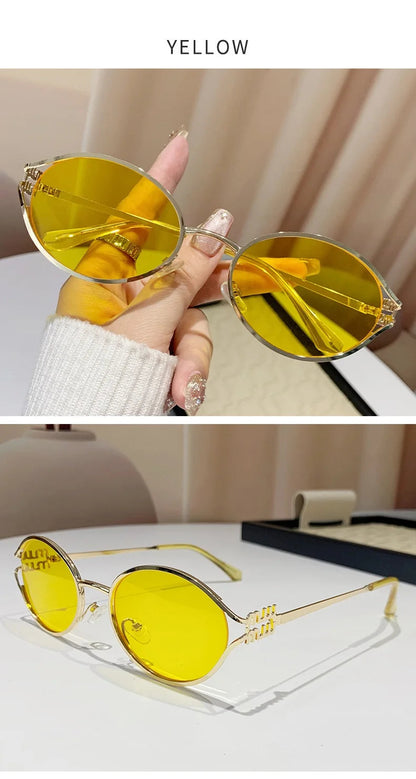 vintage small oval alloy sunglasses women new fashion brand elegant sexy sun glasses ladies trendy driving gradient shades uv400 🚚 Livraison rapide en 8 à 12 jours ouvrés depuis la France FelizShop