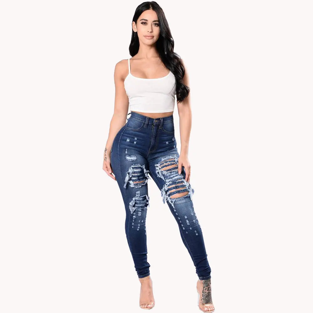 Jean Femme  – Taille Haute  Déchiré Skinny FelizShop