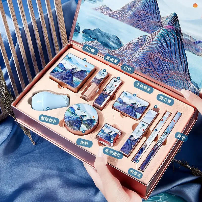 Coffret Maquillage Noël – Set Cadeau Beauté Complet | BB Cream, Rouge à Lèvres, Fards, Eyeliner, Crayon Sourcils🚚 Livraison rapide FelizShop