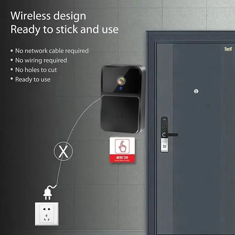 Caméra de Sonnette Vidéo WiFi – Vision Nocturne HD, Sans Fil, Batterie Intégrée, Interphone Bidirectionnel avec Modulation de Voix, Sécurité Intelligente pour la Maison 🚚 Livraison rapide en 8 à 12 jours ouvrés FelizShop