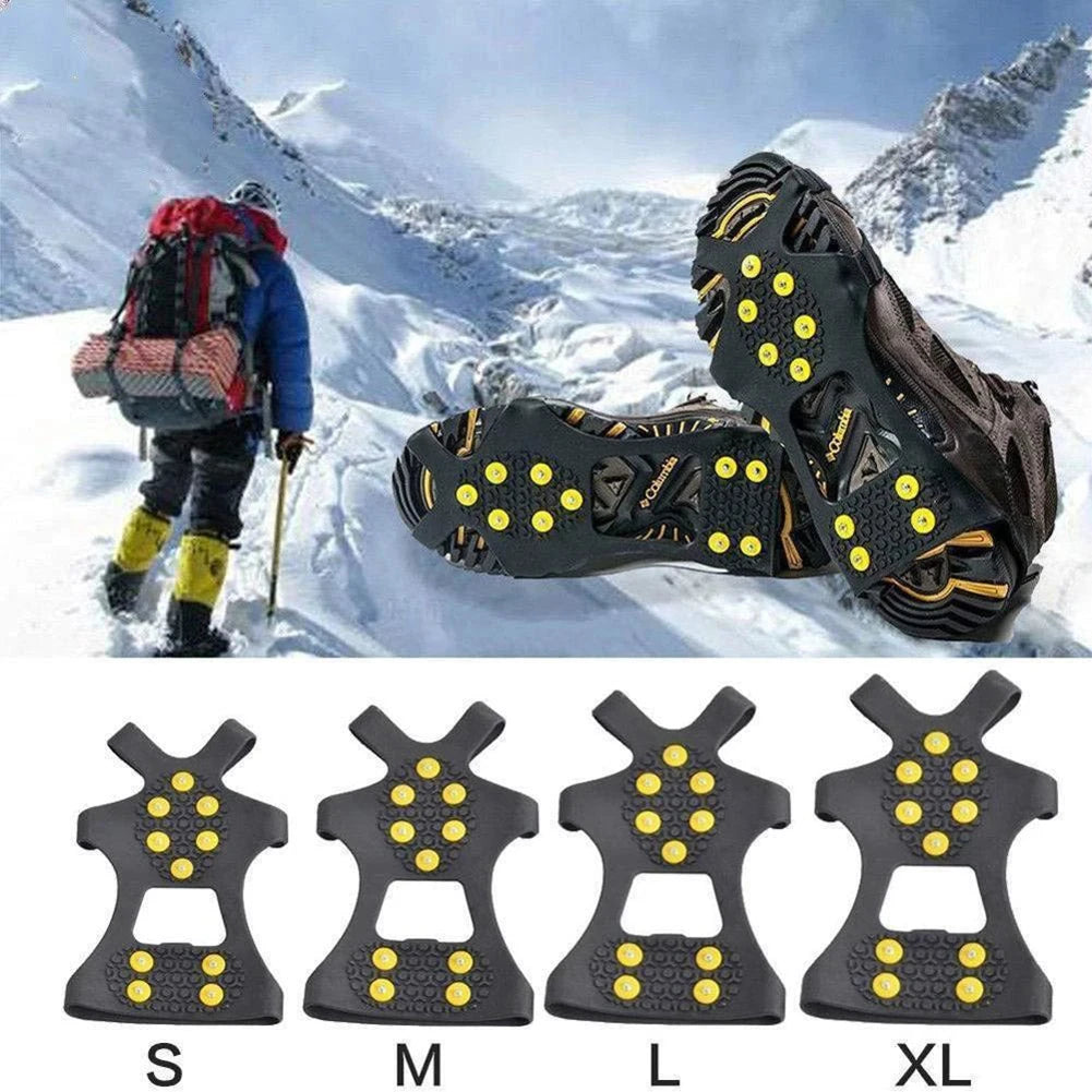 Crampons Antidérapants 10 Pointes – Griffe de Neige Universelle pour Chaussures, Randonnée, Alpinisme et Marche en Extérieur, Unisexe FelizShop