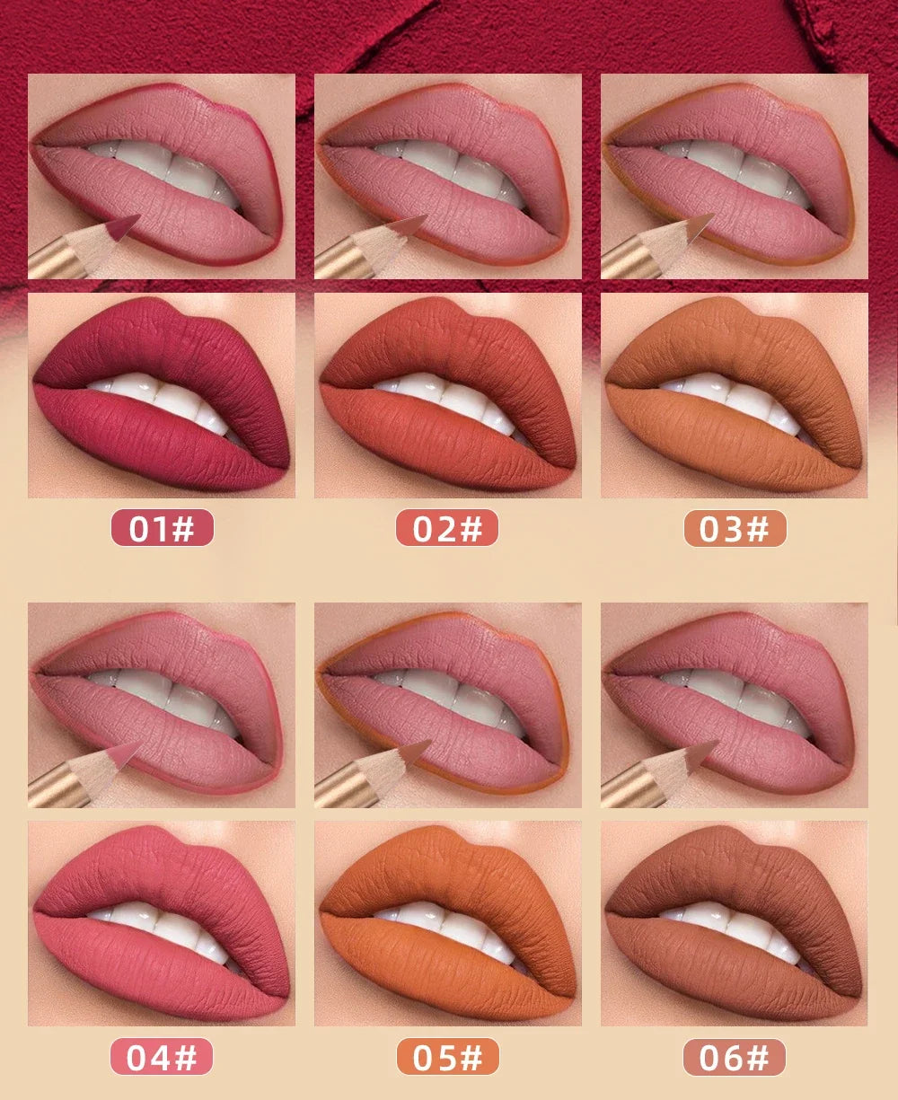 Set 12 Crayons à Lèvres Mat – Waterproof & Longue Tenue | Lip Liner Non-Transfert pour Contour Précis & Maquillage Parfait🚚 Livraison rapide FelizShop