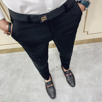 Pantalon Homme Slim Style Coréen – Mode Streetwear, Cheville Découverte🚚 Livraison rapide en 8 à 12 jours ouvrés depuis la France FelizShop