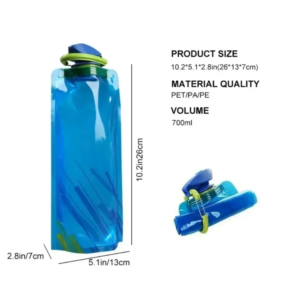 Gourde souple pliable portable 700 ml — Sac d’eau réutilisable pour activités outdoor — Avec mousqueton 🚚 Livraison rapide en 8 à 12 jours ouvrés depuis la France FelizShop