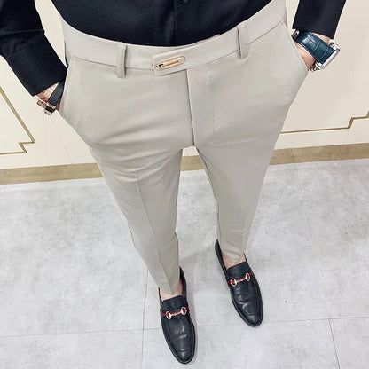 Pantalon Homme Slim Style Coréen – Mode Streetwear, Cheville Découverte🚚 Livraison rapide en 8 à 12 jours ouvrés depuis la France FelizShop
