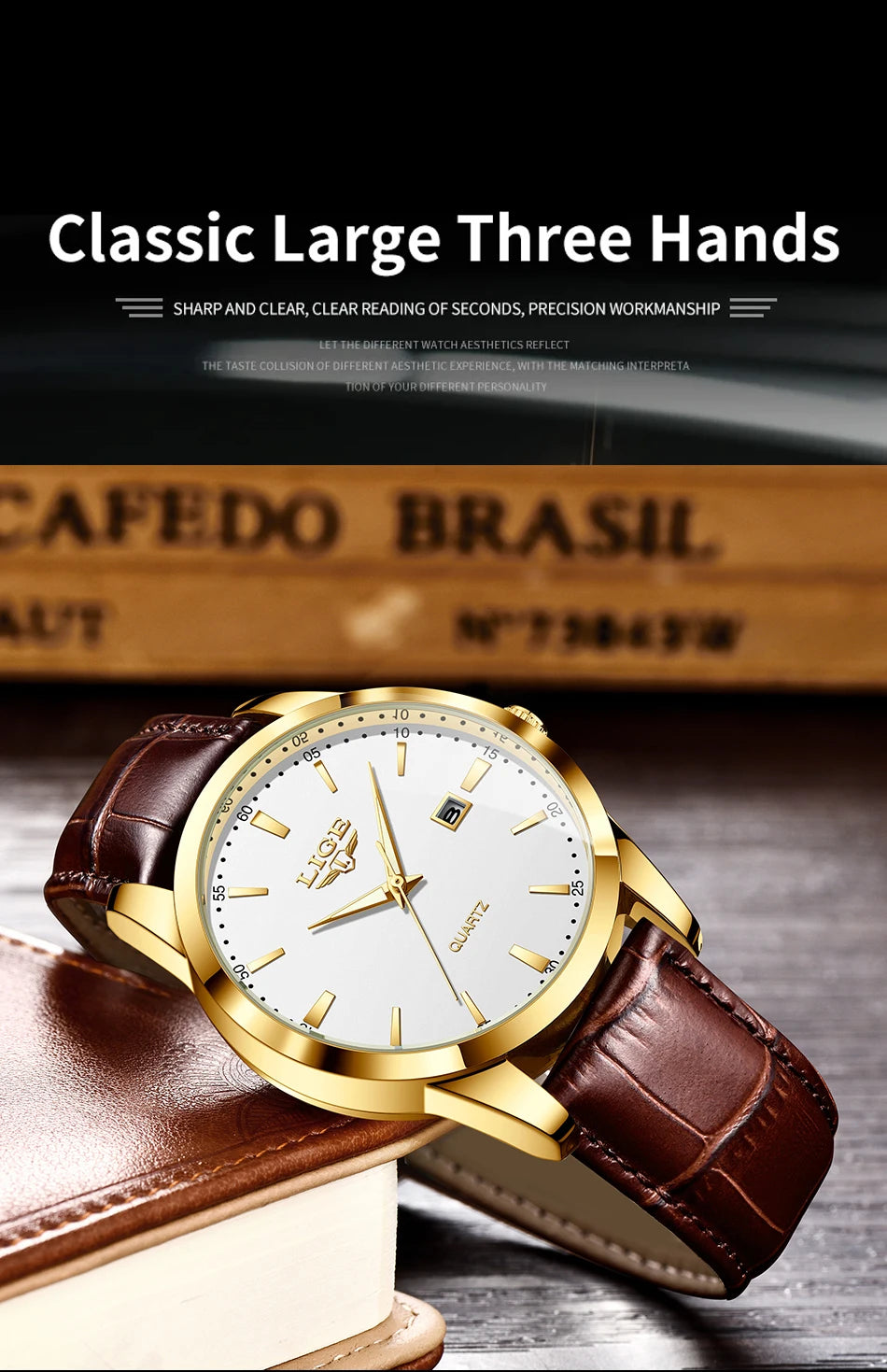Montre Homme LIGE – Bracelet Cuir Marron – Chronographe Sport & Élégance🚚 Livraison rapide en 8 à 12 jours ouvrés depuis la France FelizShop