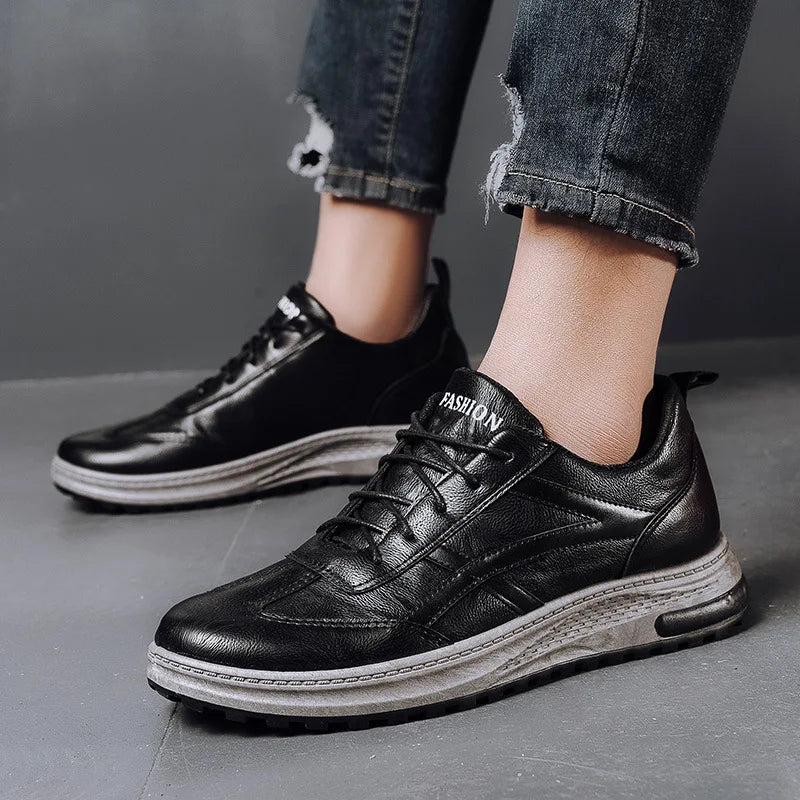 Sneakers en cuir PU pour homme — Chaussures business casual — Baskets respirantes d’extérieur — Mocassins mode pour homme — Chaussures de marche🚚 Livraison rapide FelizShop