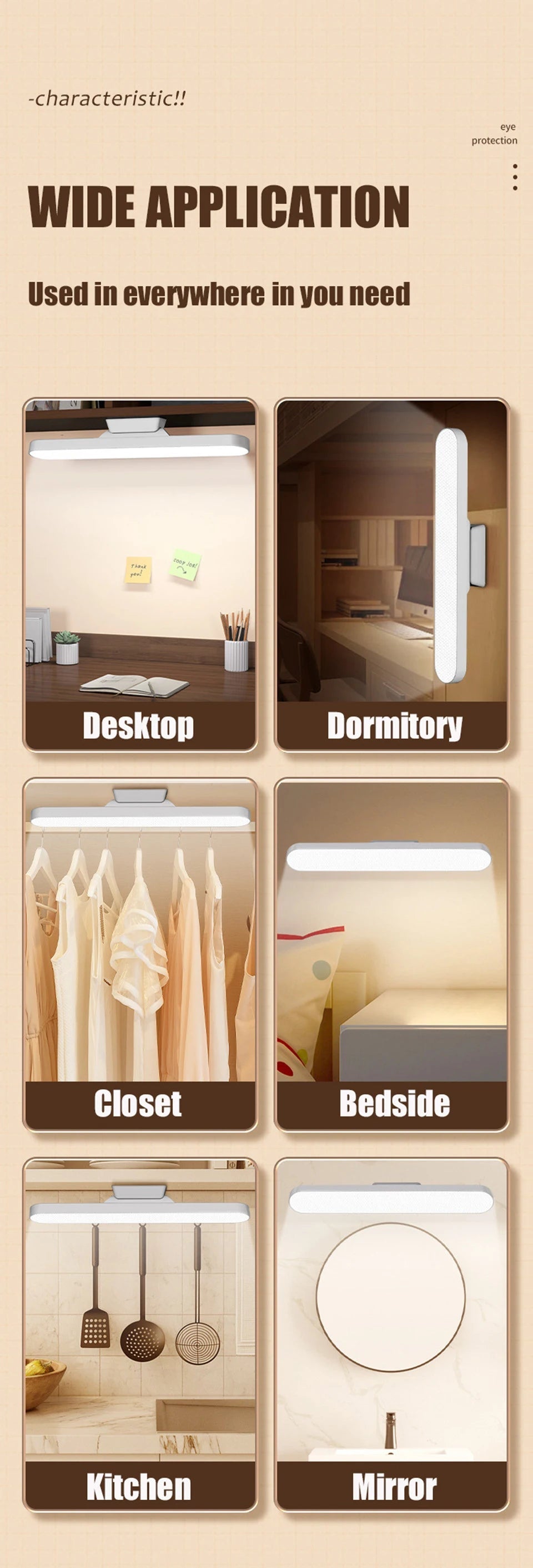 LED Table Lamp Magnetic Hanging USB Rechargeable Desk Lamp 3 Color Reading Light Dimmable Cabinet Closet Wardrobe Night Light 🚚 Livraison rapide en 8 à 12 jours ouvrés depuis la France FelizShop