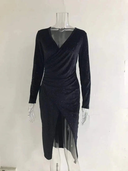 Robe de Soirée Femme – Velours Doré, Sexy & Fendue | Manches Longues, Mi-Longue
Tailles : S à XL
Longueur : mi-longue (environ 110 cm)
Matière : velours doux et brillant
Style : manches longues, jupe fendue dévoilant l FelizShop