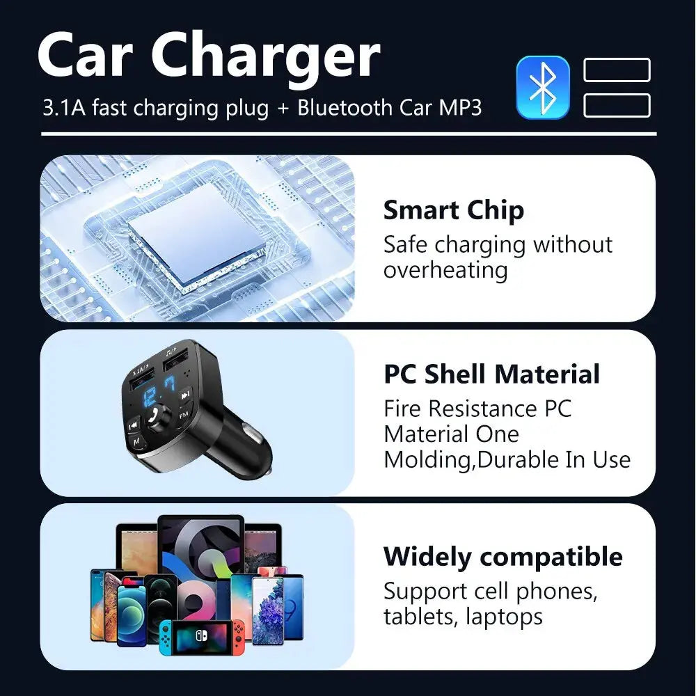 Transmetteur FM Bluetooth 5.0 avec Chargeur Voiture – LED, MP3, Appels Mains Libres & Double USB (QC3.0 + Type-C 🚚 Livraison rapide en 8 à 12 jours ouvrés depuis la France ou nos entrepôts européens 🇫🇷
✨ Suiv FelizShop