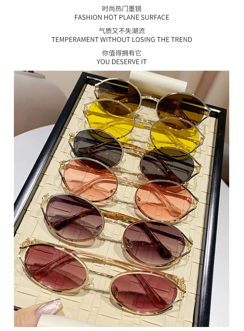 vintage small oval alloy sunglasses women new fashion brand elegant sexy sun glasses ladies trendy driving gradient shades uv400 🚚 Livraison rapide en 8 à 12 jours ouvrés depuis la France FelizShop
