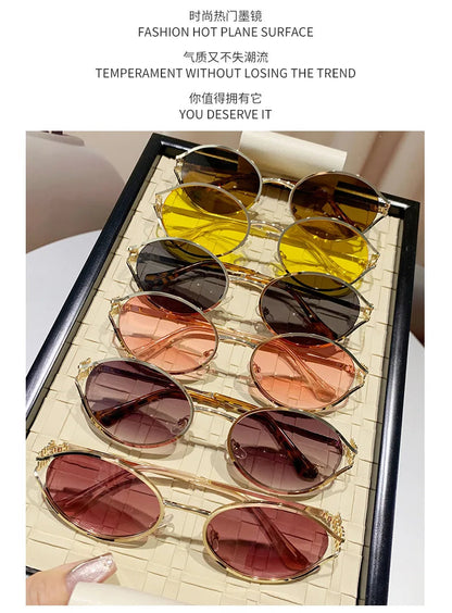 vintage small oval alloy sunglasses women new fashion brand elegant sexy sun glasses ladies trendy driving gradient shades uv400 🚚 Livraison rapide en 8 à 12 jours ouvrés depuis la France FelizShop