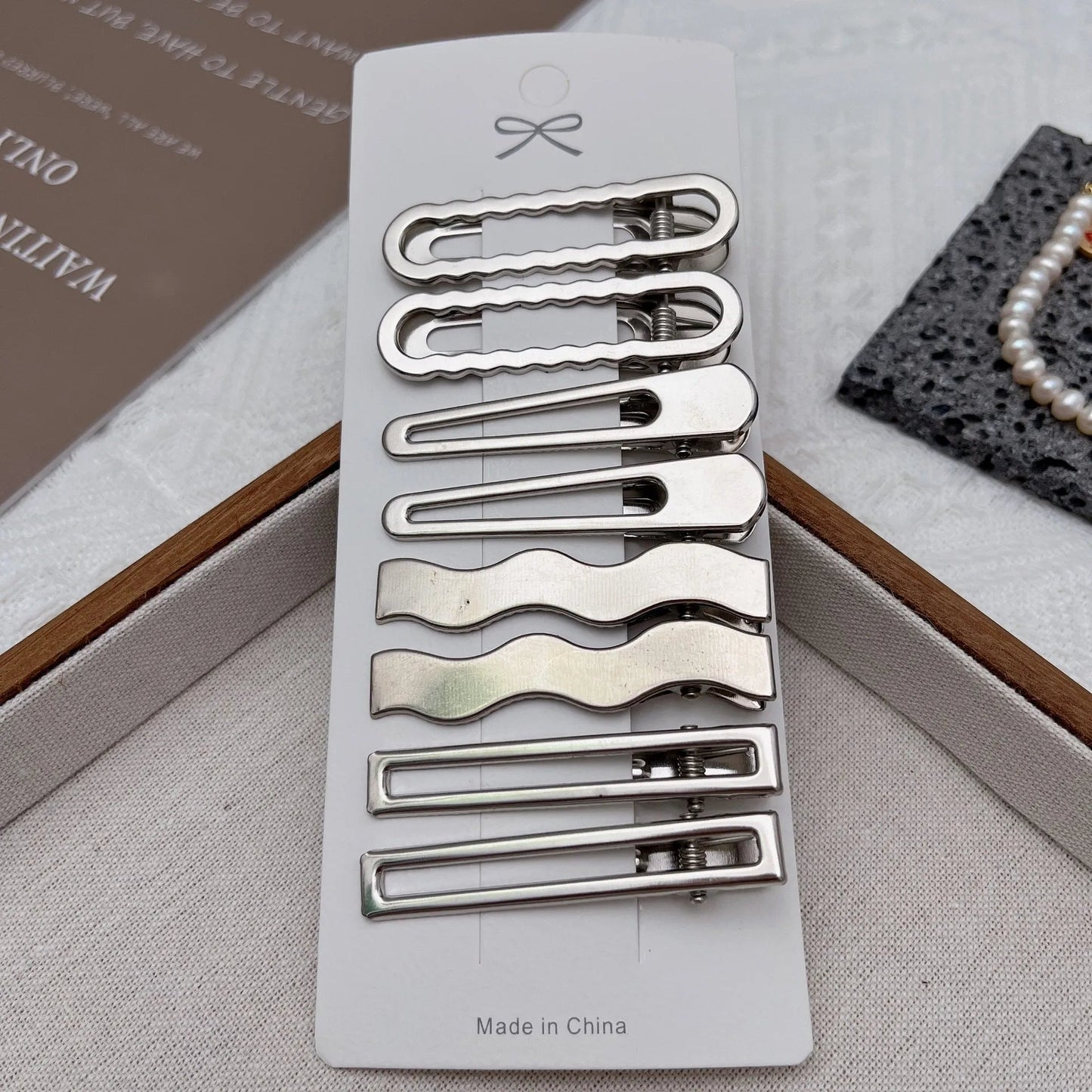 Lot de 8 Barrettes Cheveux Métal Argentées – Style Coréen & Géométrique FelizShop