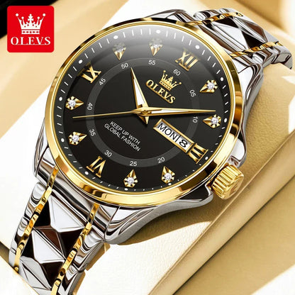 Montres Couple OLEVS 2906 – Montre Homme & Femme Quartz Luxe Étanche Acier FelizShop