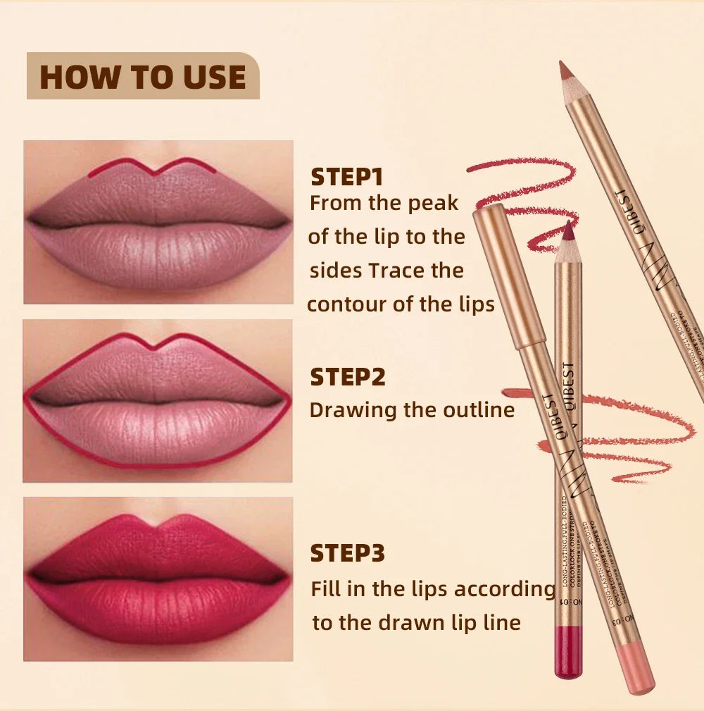 Set 12 Crayons à Lèvres Mat – Waterproof & Longue Tenue | Lip Liner Non-Transfert pour Contour Précis & Maquillage Parfait🚚 Livraison rapide FelizShop
