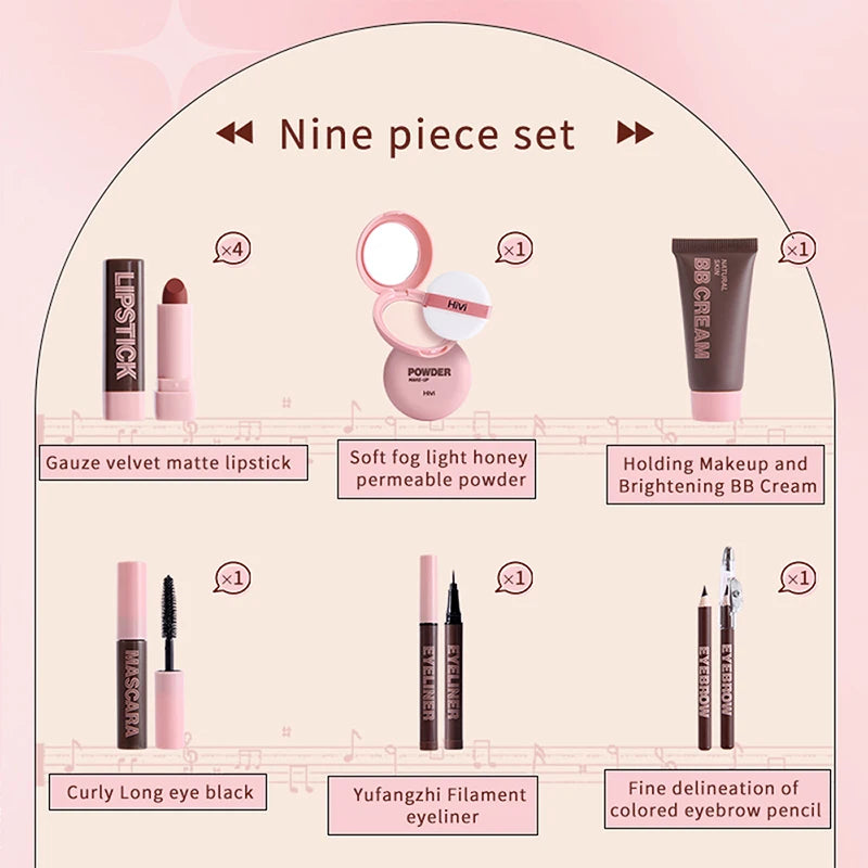 Coffret Maquillage HiVi Édition Limitée – Cadeau de Saint-Valentin pour Femme | Rouge à Lèvres, Poudre, Fixateur & Plus🚚 Livraison rapide FelizShop