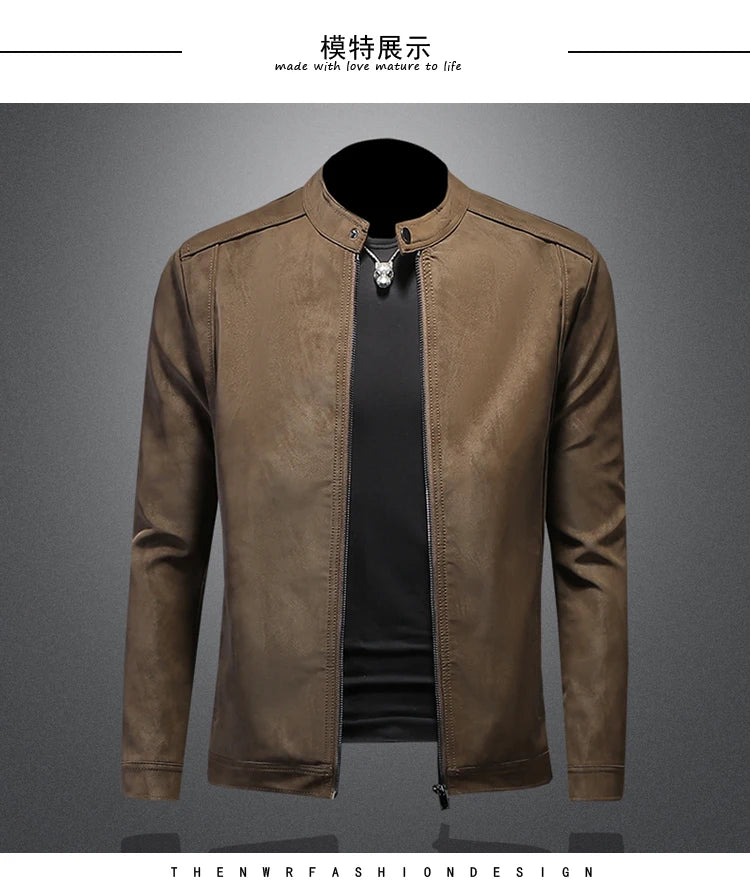 2025 new high-quality slim men's leather jacket,🚚Livraison rapide gratuite et sécurisée FelizShop