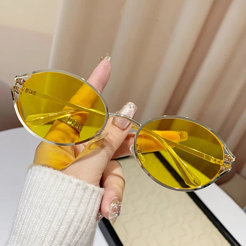 vintage small oval alloy sunglasses women new fashion brand elegant sexy sun glasses ladies trendy driving gradient shades uv400 🚚 Livraison rapide en 8 à 12 jours ouvrés depuis la France FelizShop