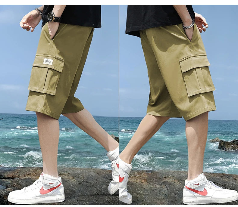 Cargo shorts men's summer loose-fitting five-point pants multi-pocket functional sports pants 🚚 Livraison rapide en 8 à 12 jours ouvrés depuis la France FelizShop