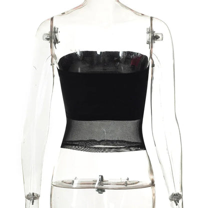Crop Top Corset Mesh Noir Femme – Patchwork & Tube Top Sexy
Tailles : S à L
Matière : mesh léger, patchwork de tissus
Style : bustier tube, sans manches, épaules dénudées, coupe slim
Saison : été, streetwear
🚚 Li FelizShop