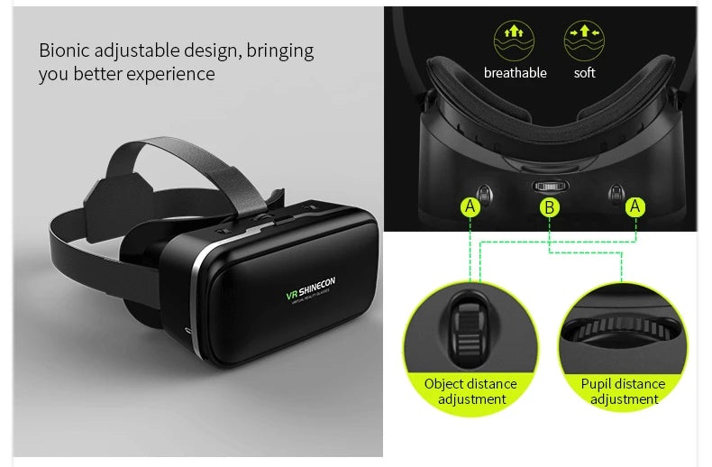 Casque VR Shinecon 10.0 – Lunettes de réalité virtuelle 3D pour smartphone. Vision binoculaire immersive, compatible jeux vidéo, films et applications VR.🚚Livraison gratuite rapide et sécurisé FR FelizShop