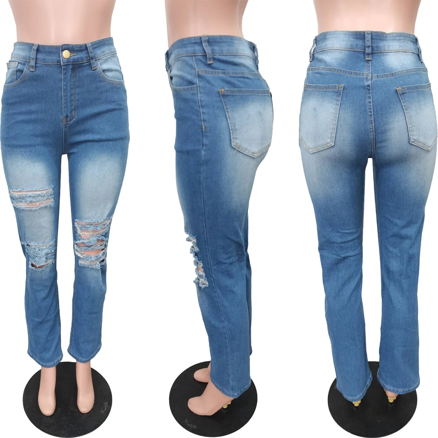 Hole Jeans Women Straight Pants Strecth High Strecth 2025 Streetwear Denims Washed Distressed Pockets Vintage Ripped Trousers
🚚Livraison gratuite rapide et sécurisé FR FelizShop