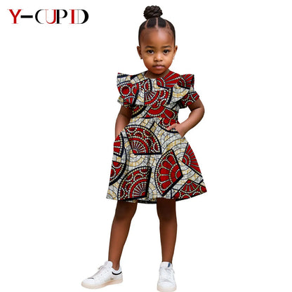 Robe Africaine Fille – Imprimé Wax Dashiki à Volants Été FelizShop